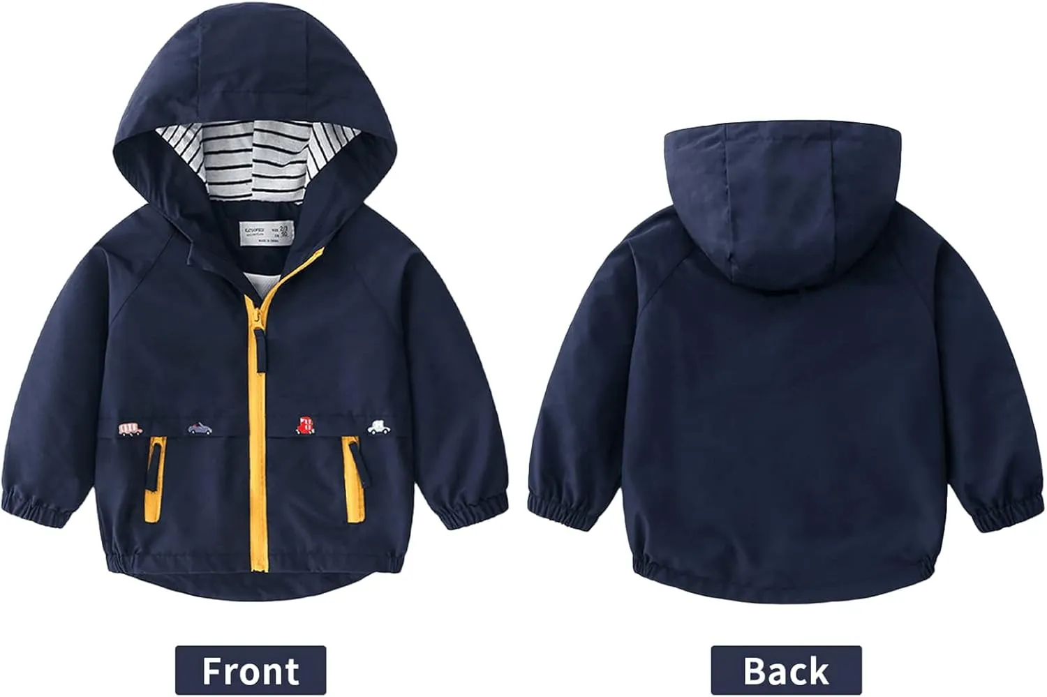 Volunboy Toddler Boys Windbreaker Casual Outerwear Kids Lightweight Zip Hooded Jacket Baby Cute Dust Coat