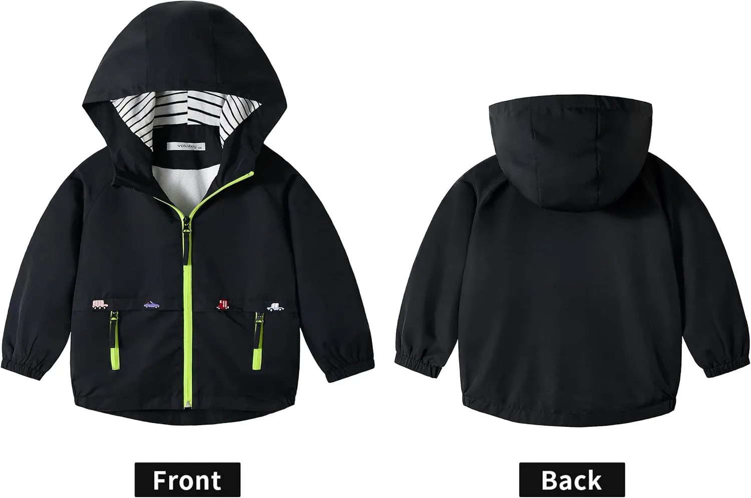 Volunboy Toddler Boys Windbreaker Casual Outerwear Kids Lightweight Zip Hooded Jacket Baby Cute Dust Coat