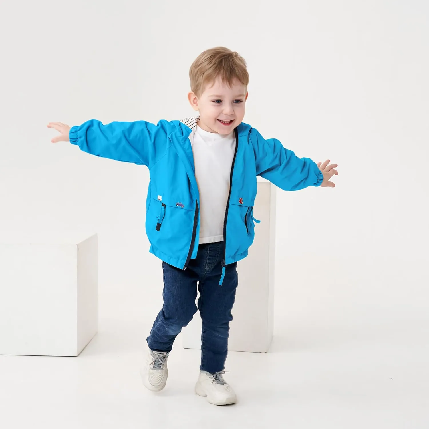 Volunboy Toddler Boys Windbreaker Casual Outerwear Kids Lightweight Zip Hooded Jacket Baby Cute Dust Coat