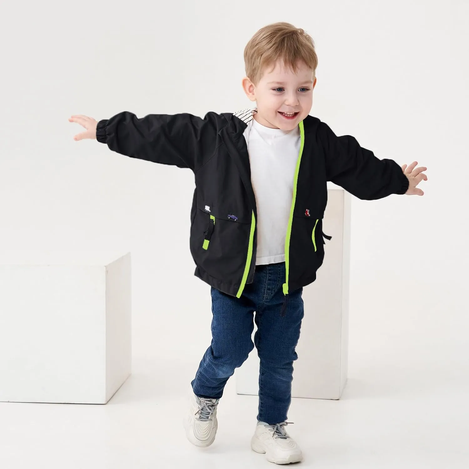 Volunboy Toddler Boys Windbreaker Casual Outerwear Kids Lightweight Zip Hooded Jacket Baby Cute Dust Coat