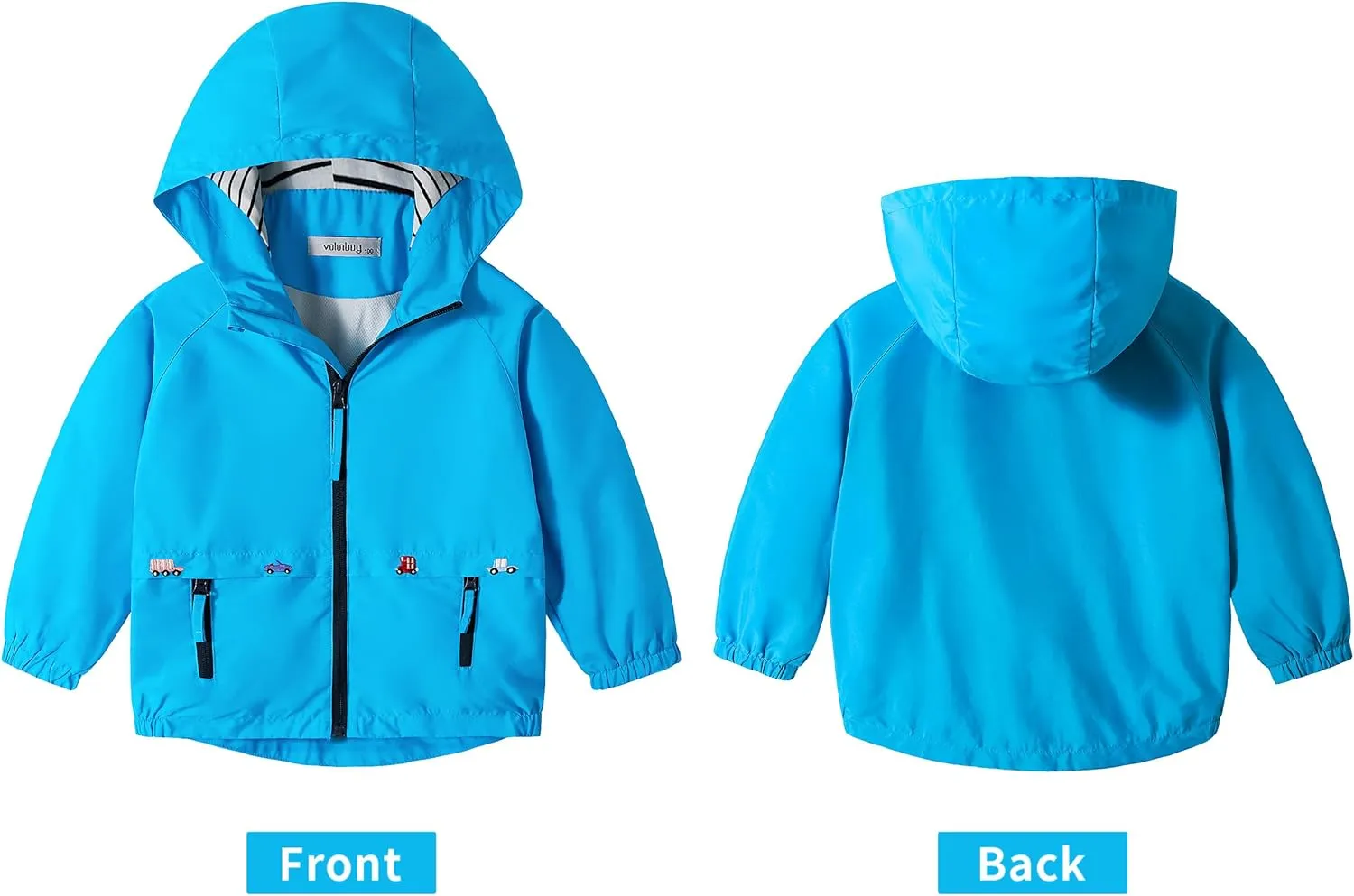 Volunboy Toddler Boys Windbreaker Casual Outerwear Kids Lightweight Zip Hooded Jacket Baby Cute Dust Coat