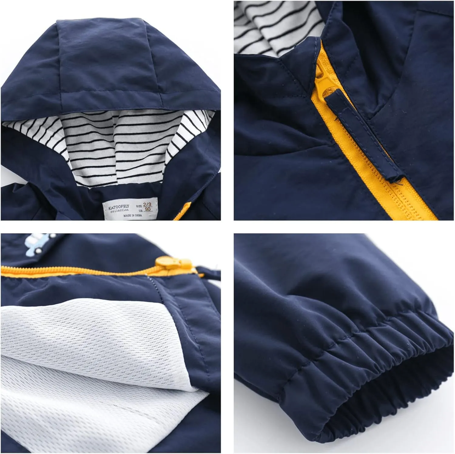 Volunboy Toddler Boys Windbreaker Casual Outerwear Kids Lightweight Zip Hooded Jacket Baby Cute Dust Coat