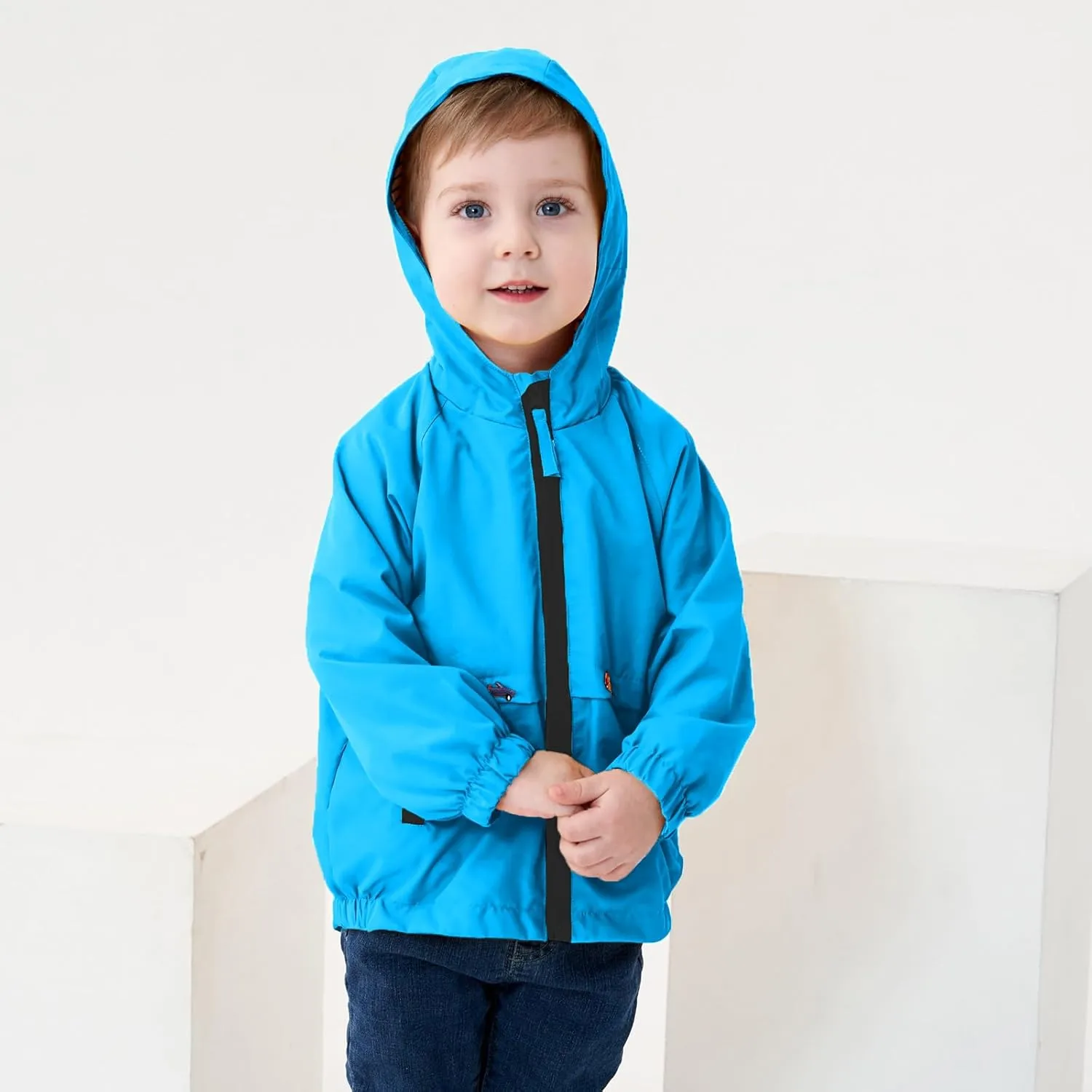 Volunboy Toddler Boys Windbreaker Casual Outerwear Kids Lightweight Zip Hooded Jacket Baby Cute Dust Coat
