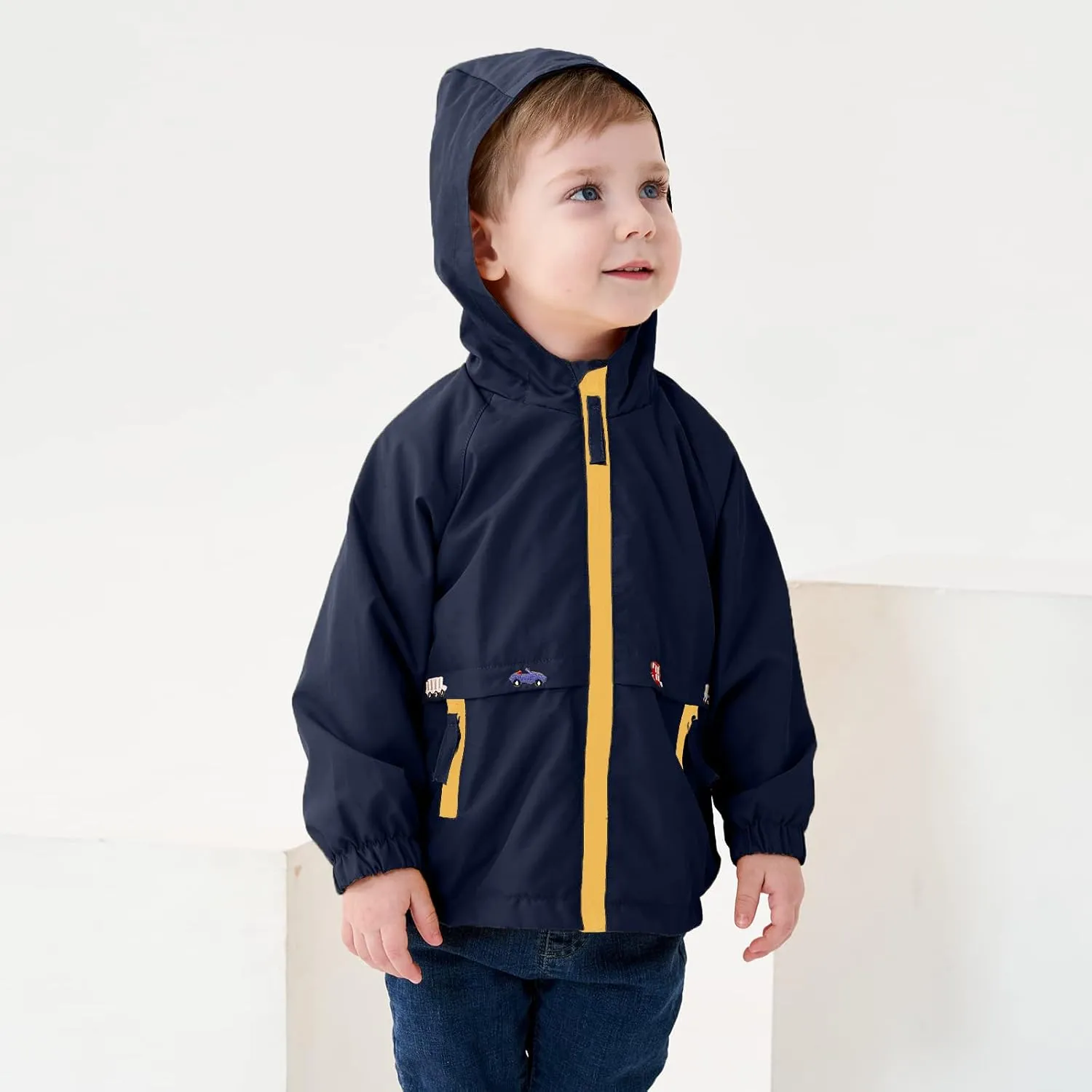 Volunboy Toddler Boys Windbreaker Casual Outerwear Kids Lightweight Zip Hooded Jacket Baby Cute Dust Coat