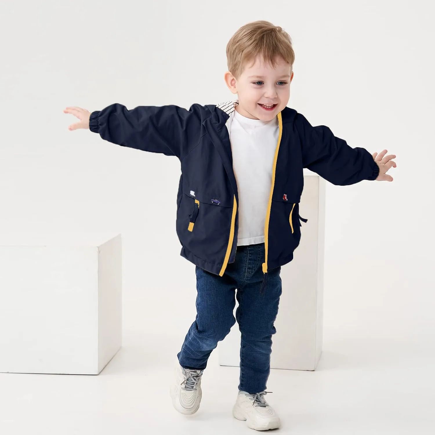 Volunboy Toddler Boys Windbreaker Casual Outerwear Kids Lightweight Zip Hooded Jacket Baby Cute Dust Coat