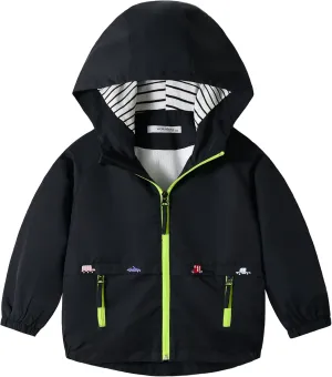 Volunboy Toddler Boys Windbreaker Casual Outerwear Kids Lightweight Zip Hooded Jacket Baby Cute Dust Coat