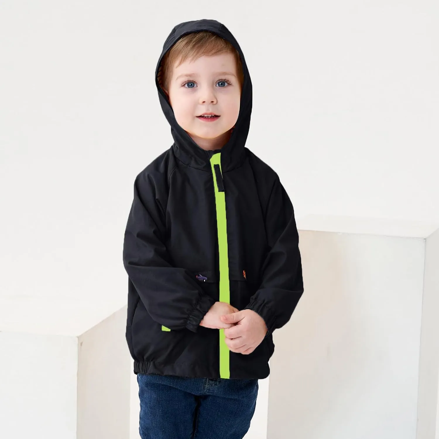 Volunboy Toddler Boys Windbreaker Casual Outerwear Kids Lightweight Zip Hooded Jacket Baby Cute Dust Coat