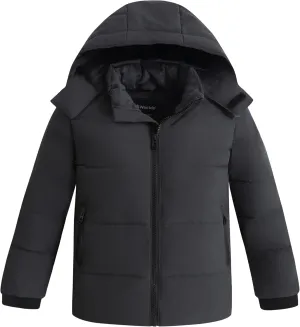 wantdo Boys' Winter Coat Puffer Jacket Waterproof Coat Hooded Zip Up