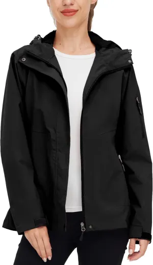 wantdo Women's Lightweight Rain Jacket Waterproof Hooded Raincoats Rain Coat Shell for Hiking