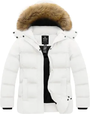wantdo Women's Plus Size Winter Coats Quilted Thicken Puffer Jacket with Removable Hood