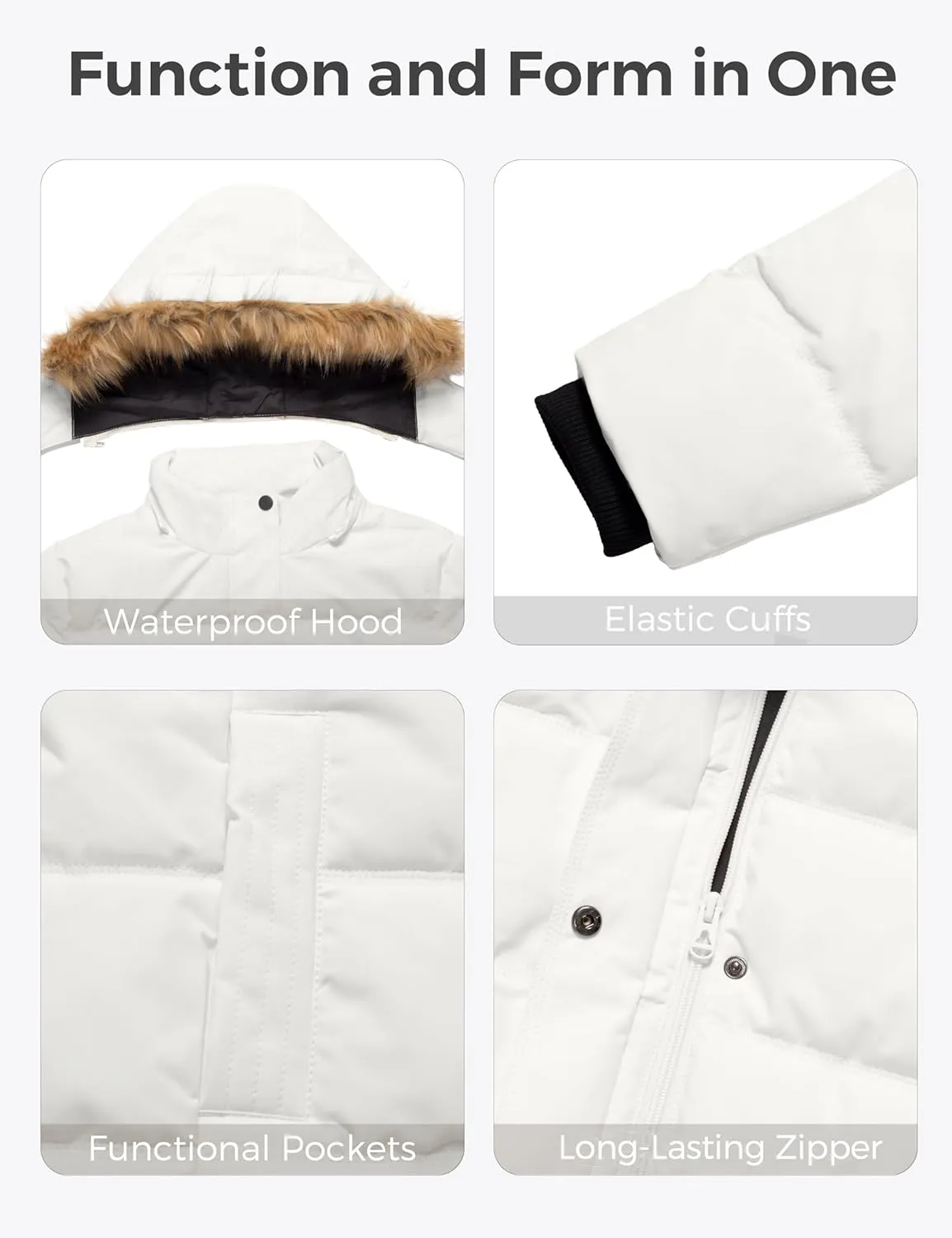wantdo Women's Plus Size Winter Coats Quilted Thicken Puffer Jacket with Removable Hood