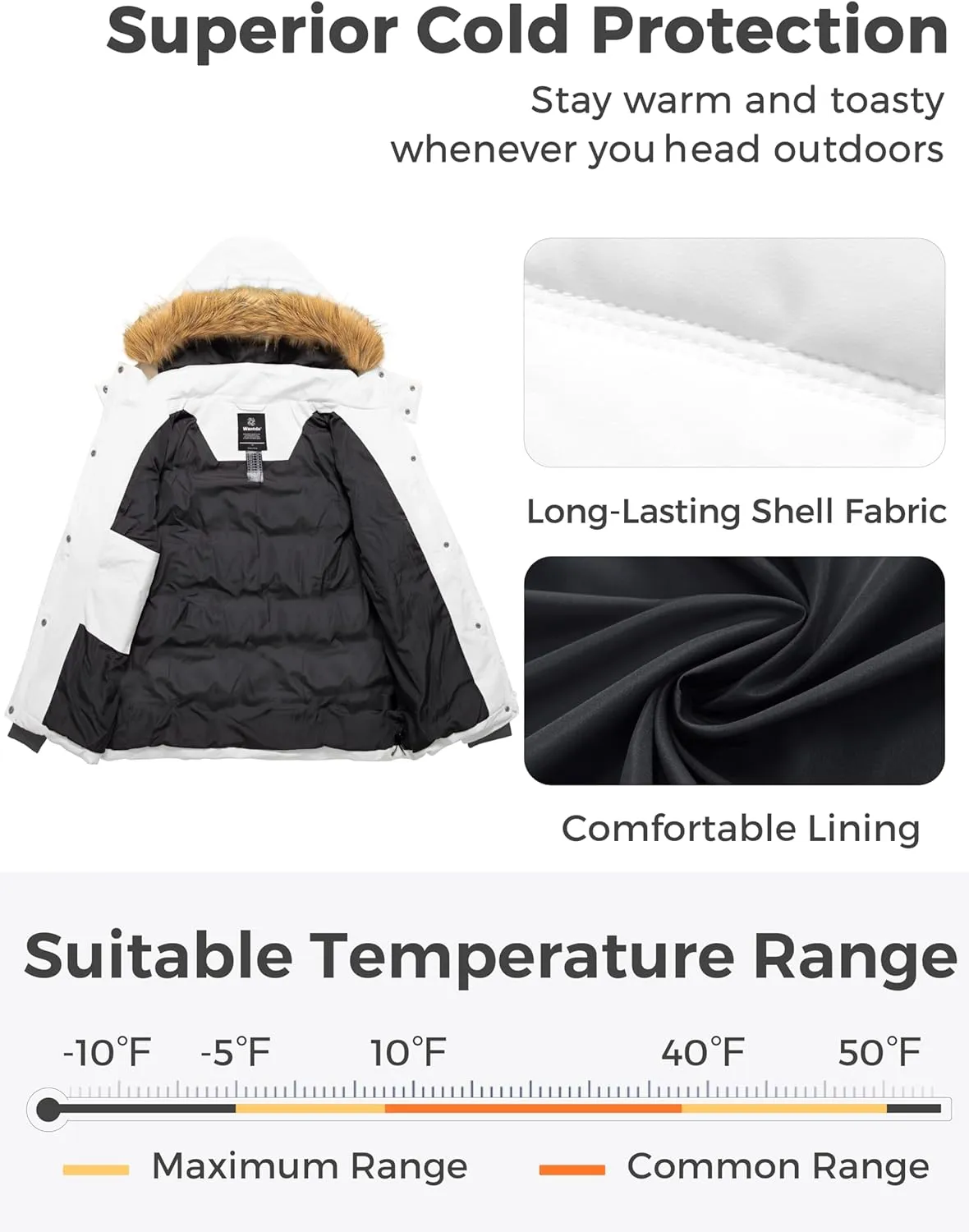 wantdo Women's Plus Size Winter Coats Quilted Thicken Puffer Jacket with Removable Hood