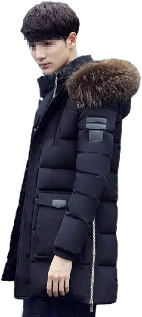 Winter Jackets for Men Think Warm Windproof Soft Cotton-Padded Coat Winter,Casual Long Sleeve Loose Hooded Parka