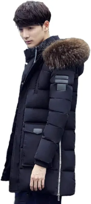 Winter Jackets for Men Think Warm Windproof Soft Cotton-Padded Coat Winter,Casual Long Sleeve Loose Hooded Parka