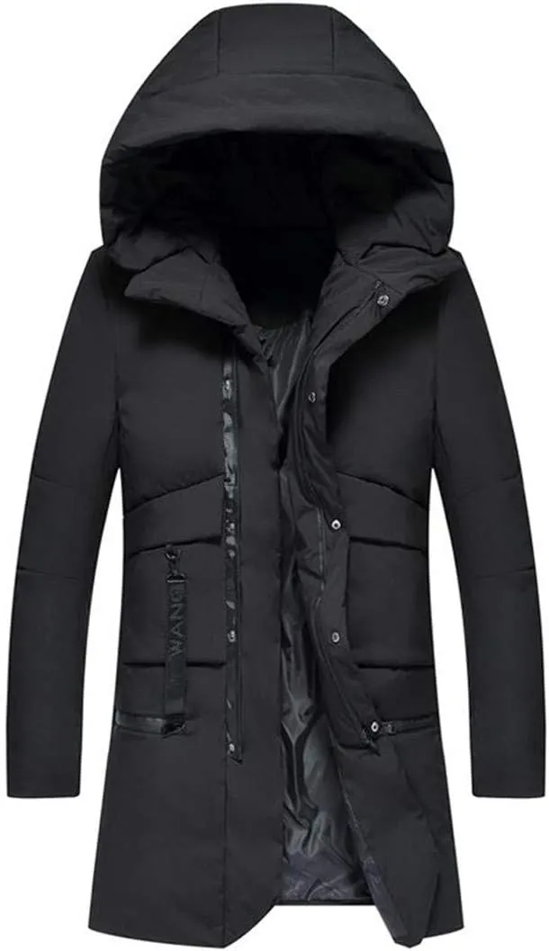 Winter Jackets for Men Think Warm Windproof Soft Cotton-Padded Coat Winter,Casual Long Sleeve Loose Hooded Parka