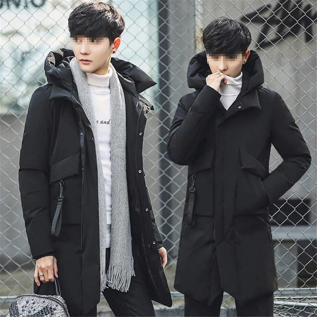 Winter Jackets for Men Think Warm Windproof Soft Cotton-Padded Coat Winter,Casual Long Sleeve Loose Hooded Parka