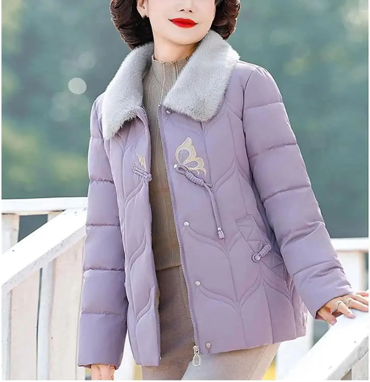 Winter Jackets Women Embroidery Thicken Short Padded Coat Women Parka Outwear Warm Down Cotton Jacket Female Outwear