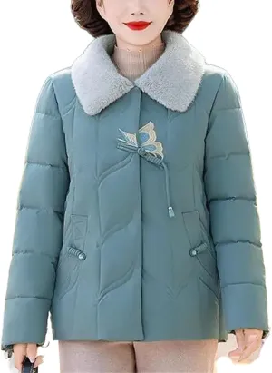 Winter Jackets Women Embroidery Thicken Short Padded Coat Women Parka Outwear Warm Down Cotton Jacket Female Outwear
