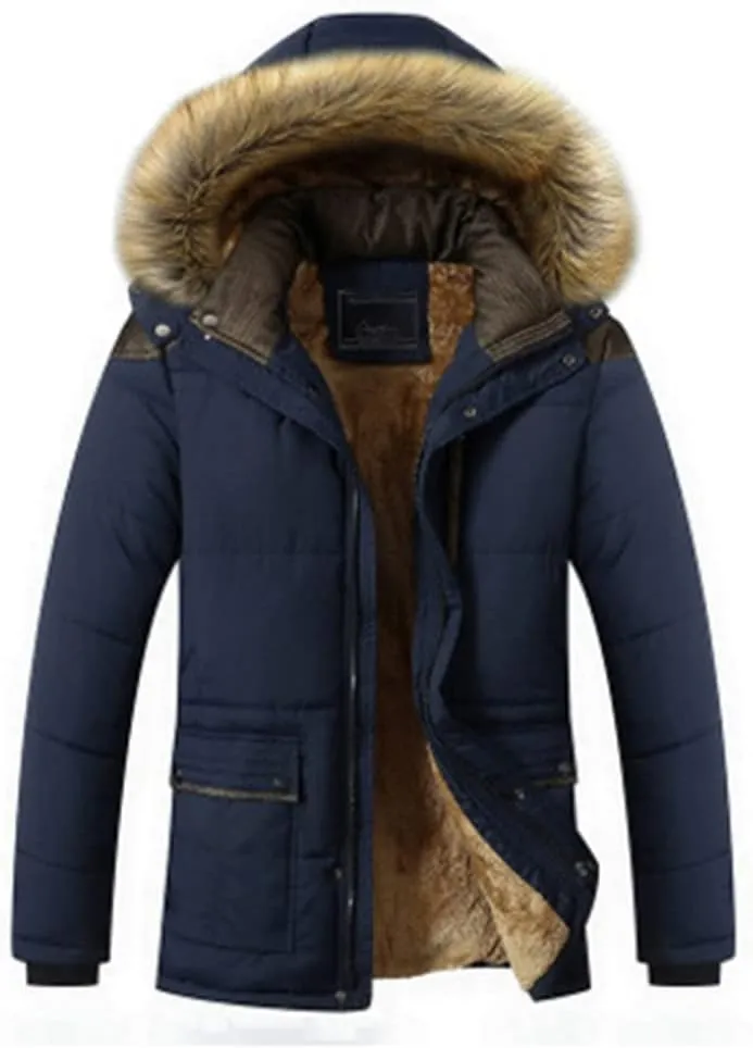 Winter Windproof Parkas Coats Men Solid Cotton Padded Casual Jackets Thicken Warm Overcoat Plus Size