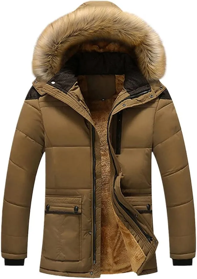 Winter Windproof Parkas Coats Men Solid Cotton Padded Casual Jackets Thicken Warm Overcoat Plus Size