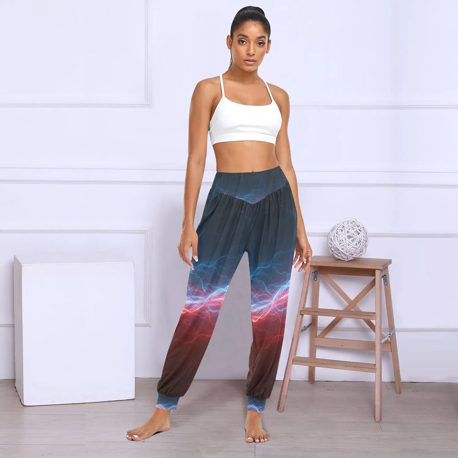Women Yoga Pants High Waisted Stretch Loose Boho Trousers Sports Dance Harem Pants