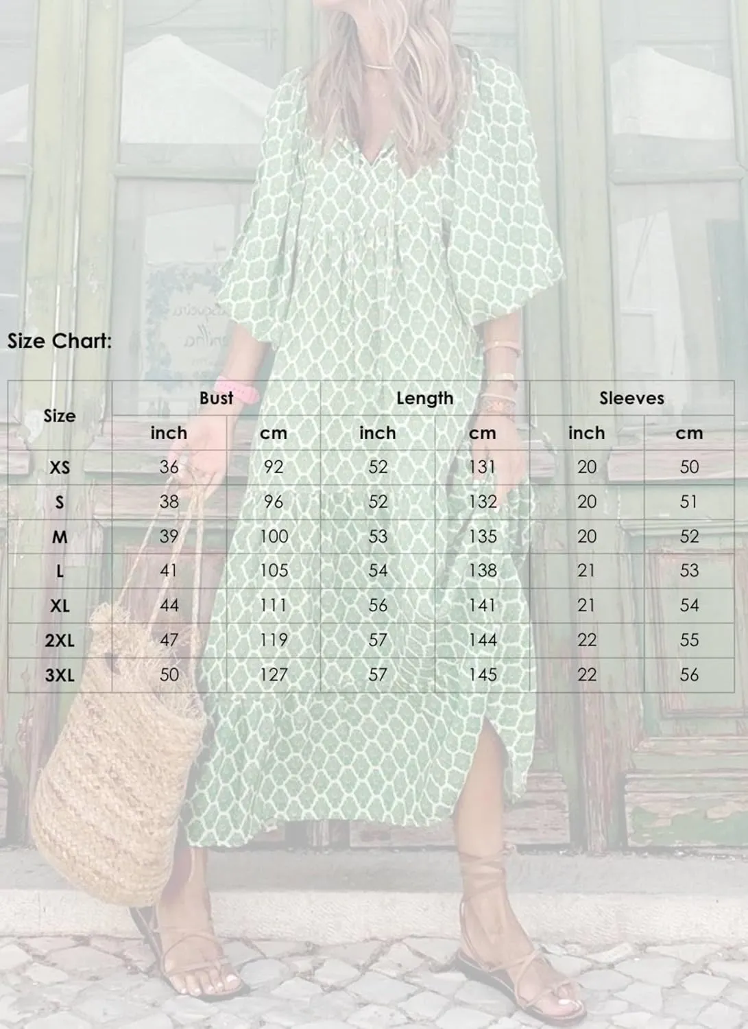 Women's Casual Loose Bohemian V Neck 3/4 Sleeve Maxi Dress Summer Geometric Pattern Beach Dresses Boho Long Sundress