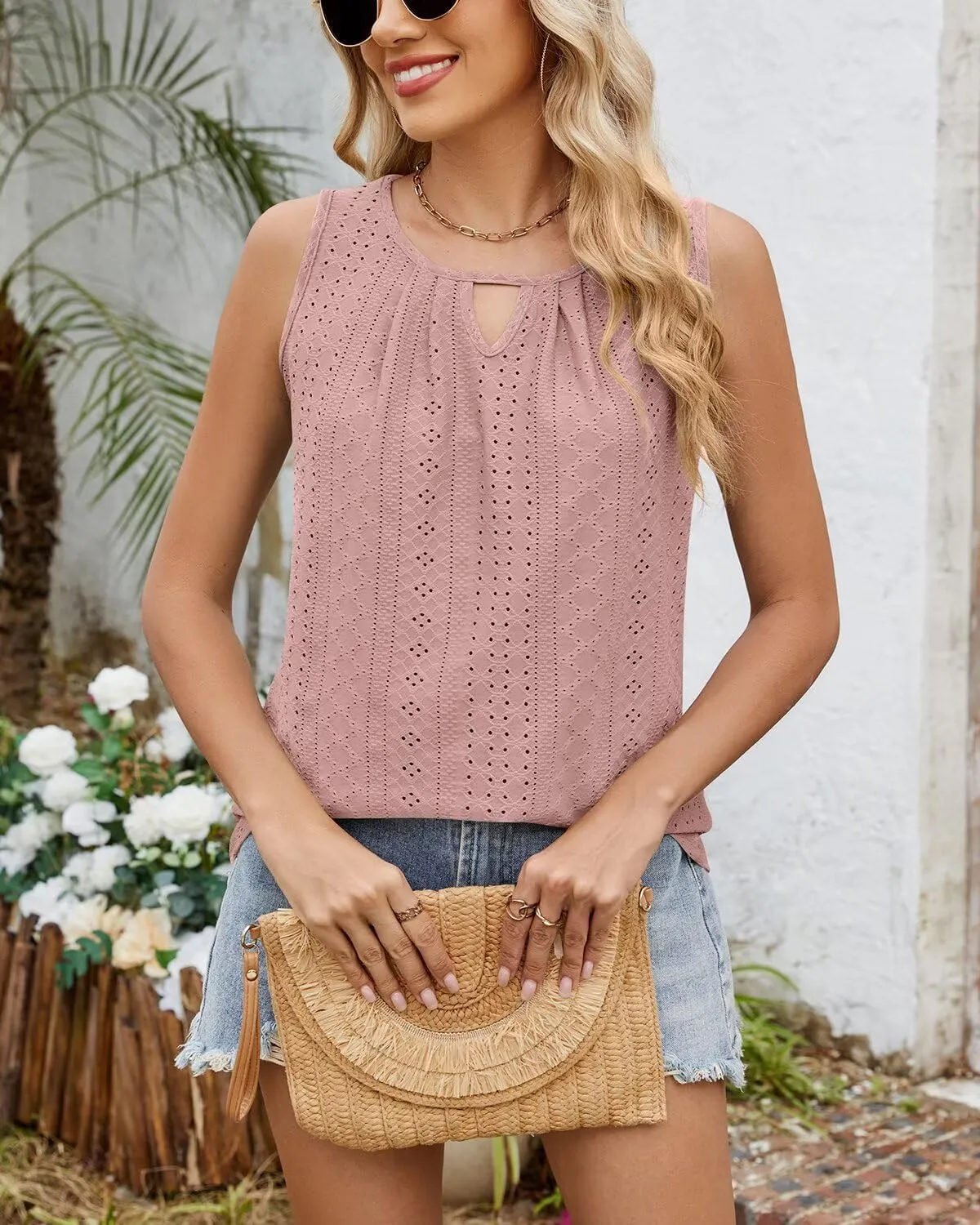 Womens Casual Summer Tank Tops 2025 Sleeveless Business Work Shirts Loose Fit Trendy Tops Flowy Clothes Outfits
