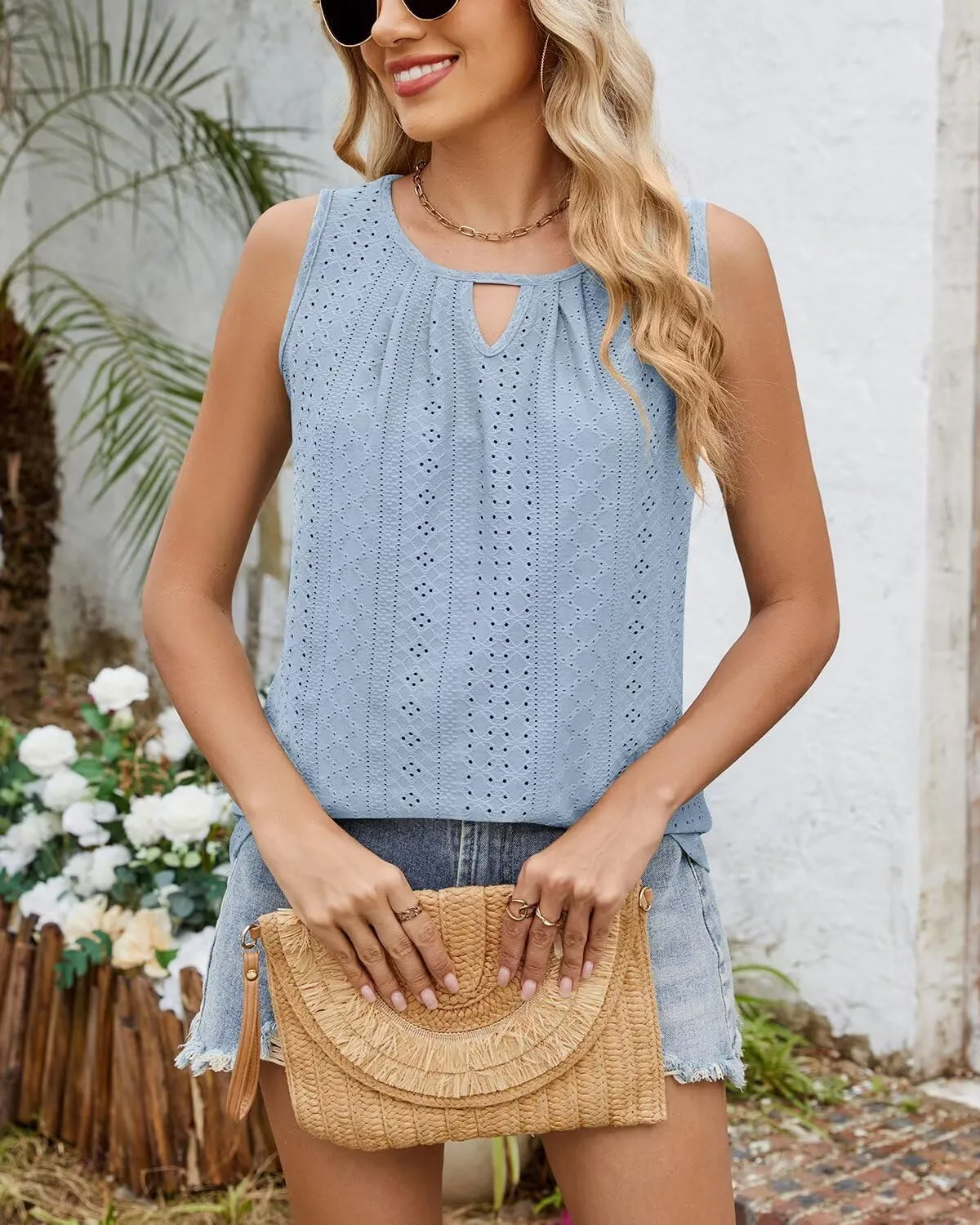 Womens Casual Summer Tank Tops 2025 Sleeveless Business Work Shirts Loose Fit Trendy Tops Flowy Clothes Outfits