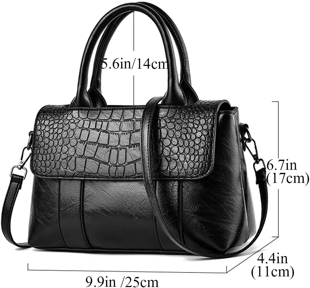 Womens Handbags Faux Leather Top Handle Bag Satchel Flap Handbag Purse Medium Totes Shoulder Bag Crossbody Bag