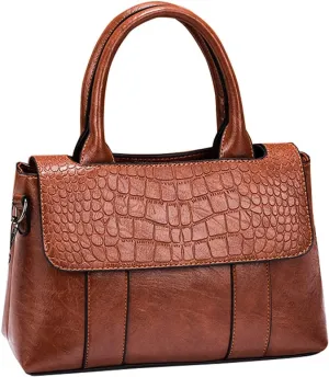 Womens Handbags Faux Leather Top Handle Bag Satchel Flap Handbag Purse Medium Totes Shoulder Bag Crossbody Bag