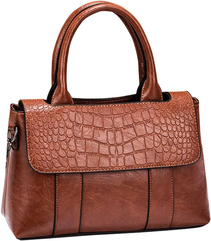 Womens Handbags Faux Leather Top Handle Bag Satchel Flap Handbag Purse Medium Totes Shoulder Bag Crossbody Bag