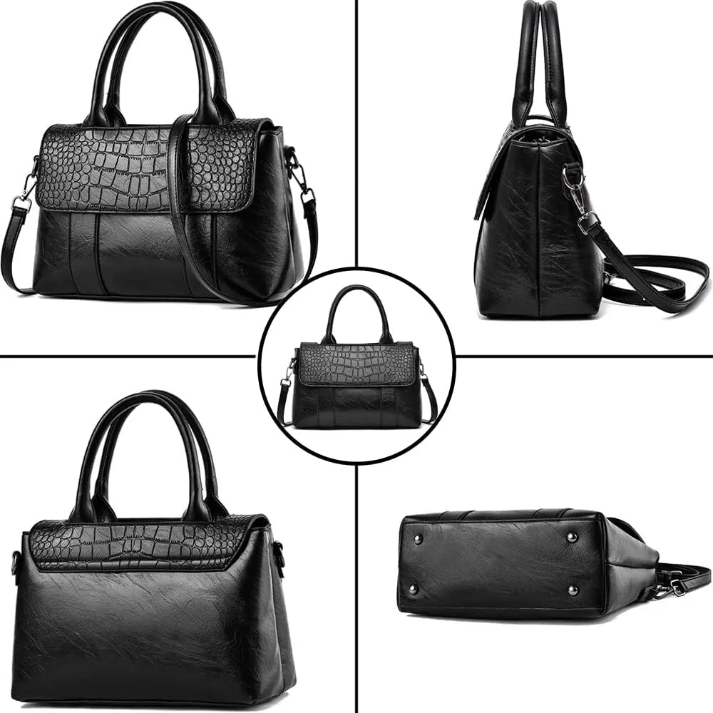 Womens Handbags Faux Leather Top Handle Bag Satchel Flap Handbag Purse Medium Totes Shoulder Bag Crossbody Bag