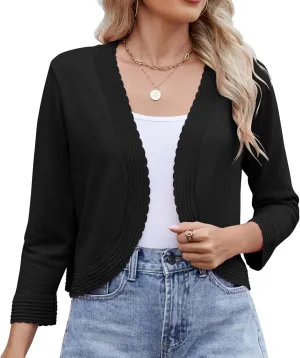 Women's Long Sleeve Knitted Cardigan Solid Color Open Front Tops Shrug
