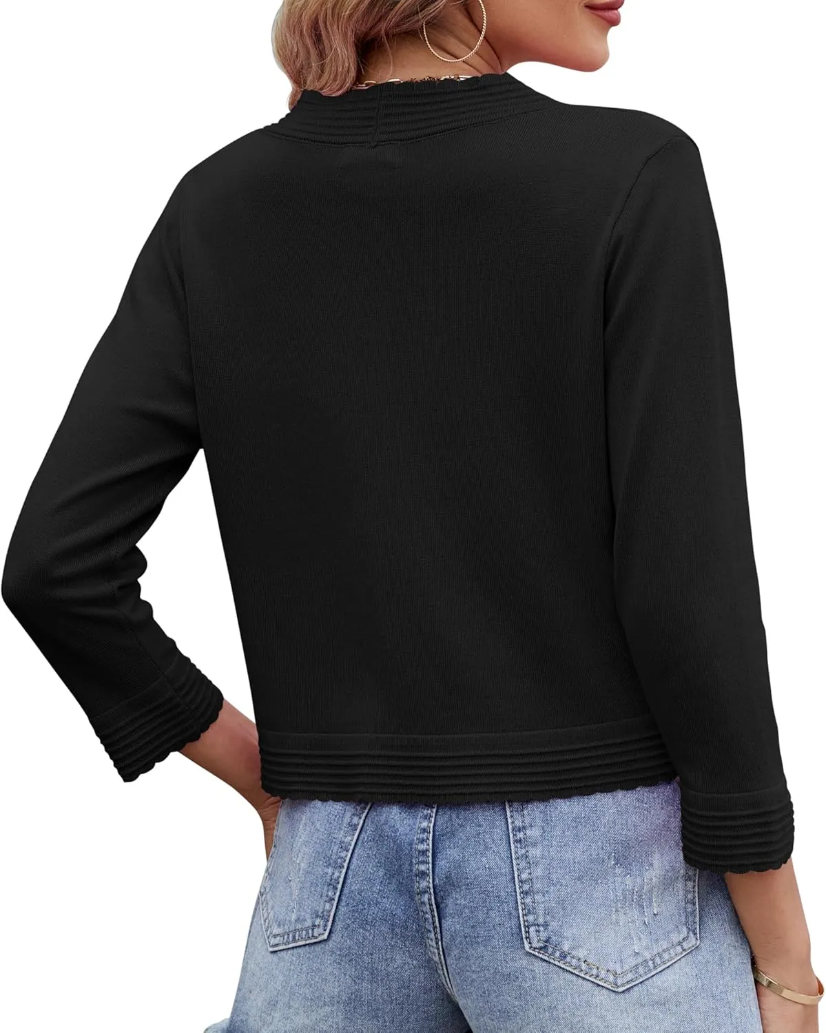 Women's Long Sleeve Knitted Cardigan Solid Color Open Front Tops Shrug