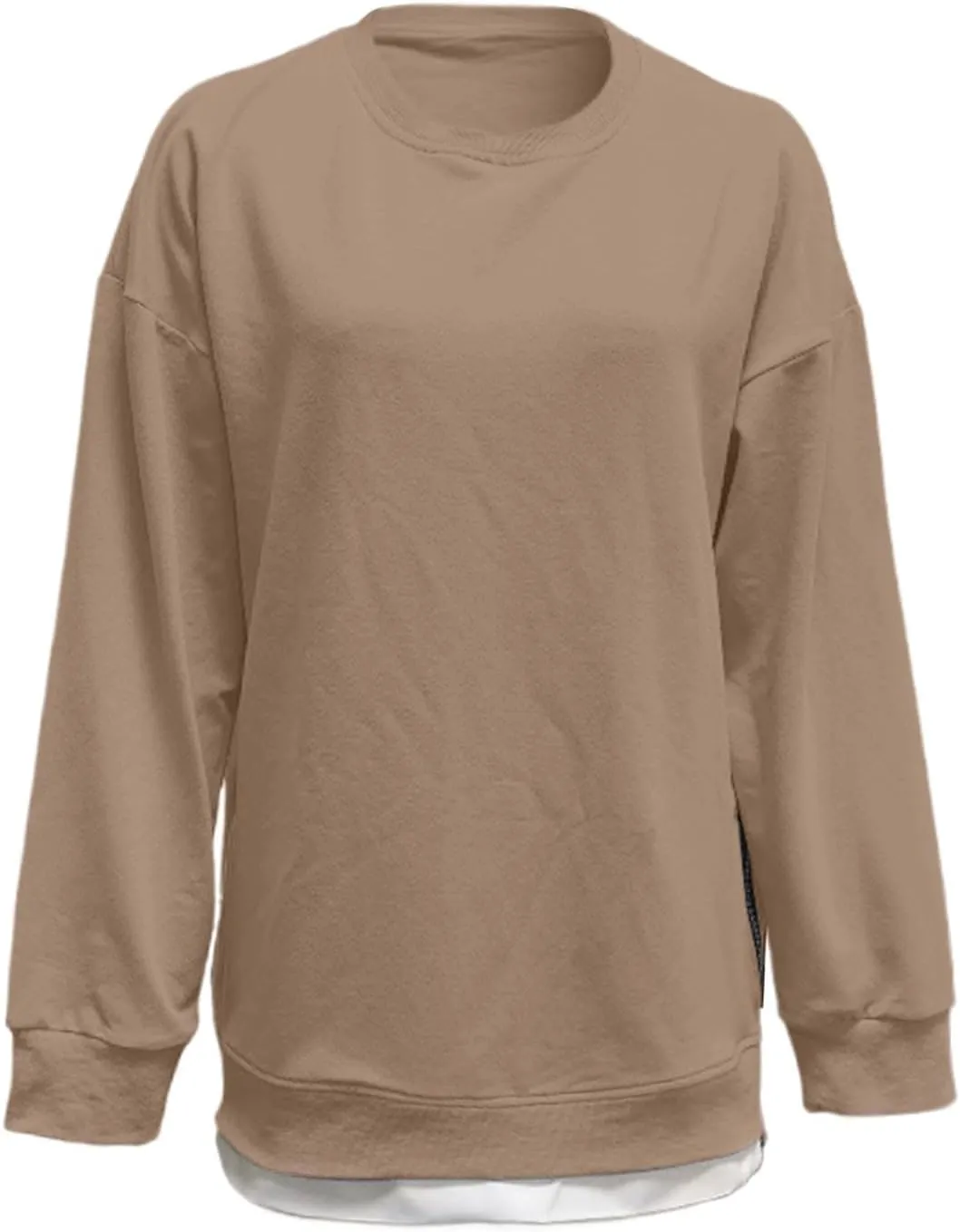 Womens Oversized Sweatshirt Crewneck Long Sleeve Tunic Pollover Shirt Side Zipper Hoodie Tops 2025 Spring Clothes