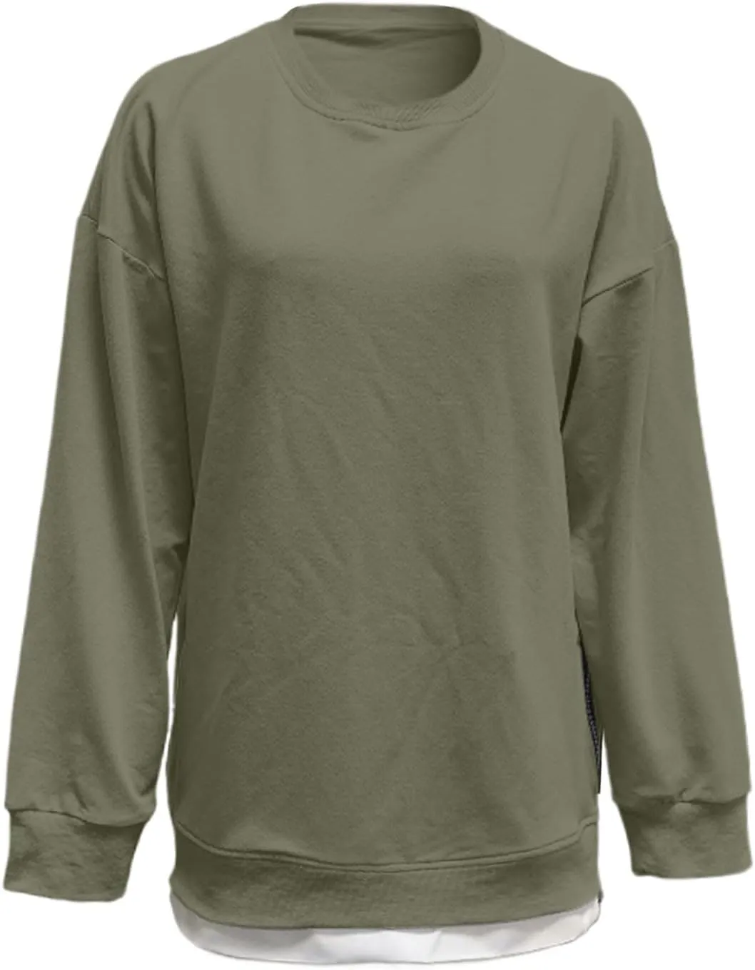 Womens Oversized Sweatshirt Crewneck Long Sleeve Tunic Pollover Shirt Side Zipper Hoodie Tops 2025 Spring Clothes