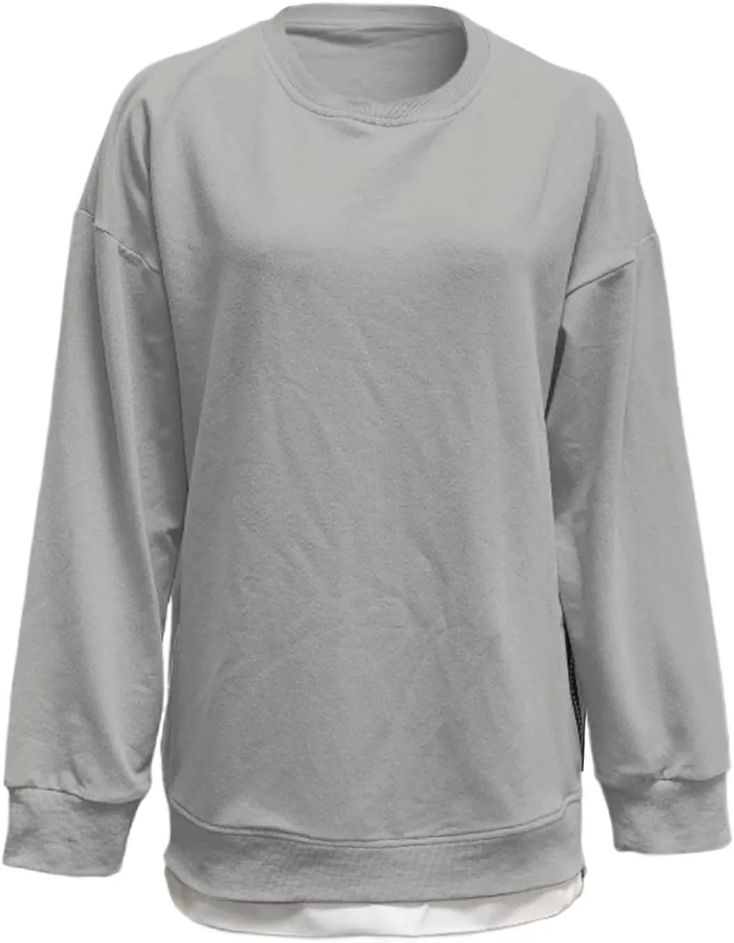Womens Oversized Sweatshirt Crewneck Long Sleeve Tunic Pollover Shirt Side Zipper Hoodie Tops 2025 Spring Clothes