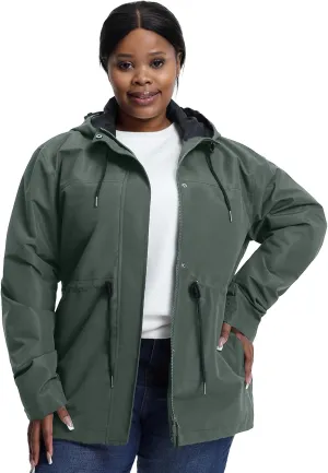 Women's Plus Size Lightweight Windproof Jacket, Water-Resistant Windbreaker Jacket with Hood for Traveling, Hiking, Daily