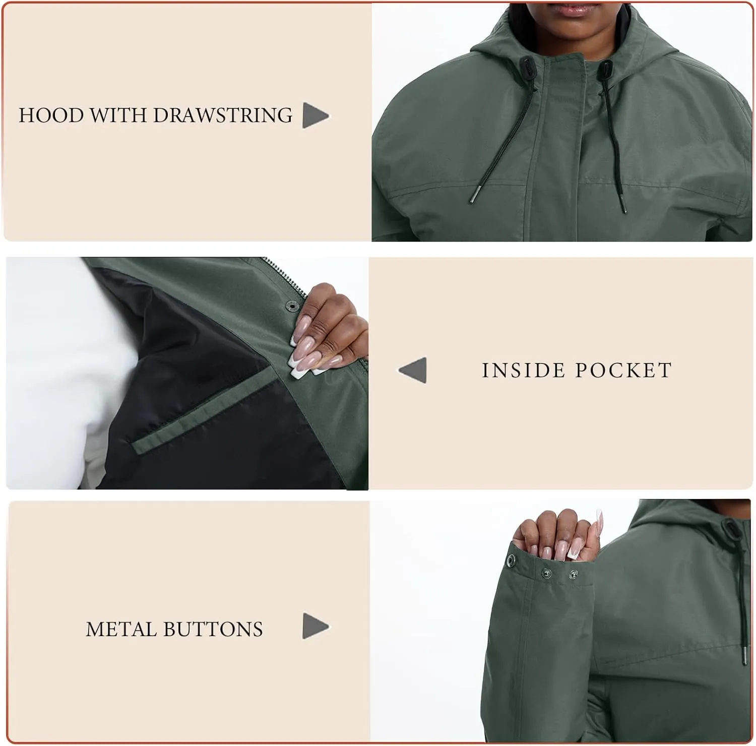 Women's Plus Size Lightweight Windproof Jacket, Water-Resistant Windbreaker Jacket with Hood for Traveling, Hiking, Daily