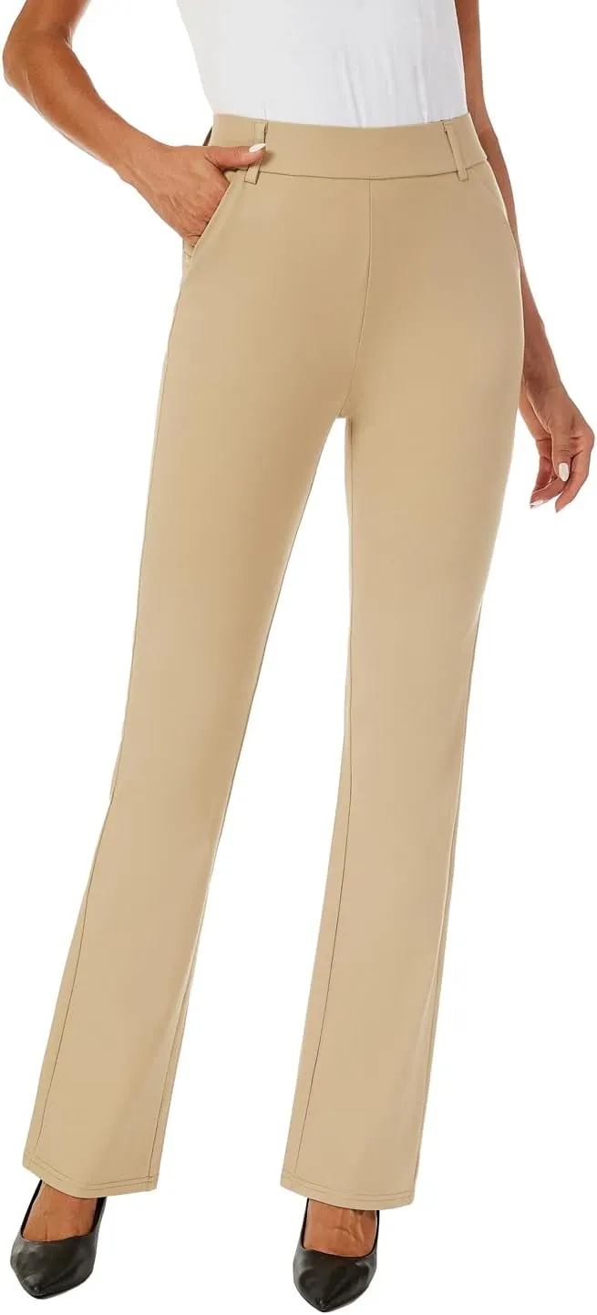 Women's Pull On Barely Bootcut Stretch Dress Pants