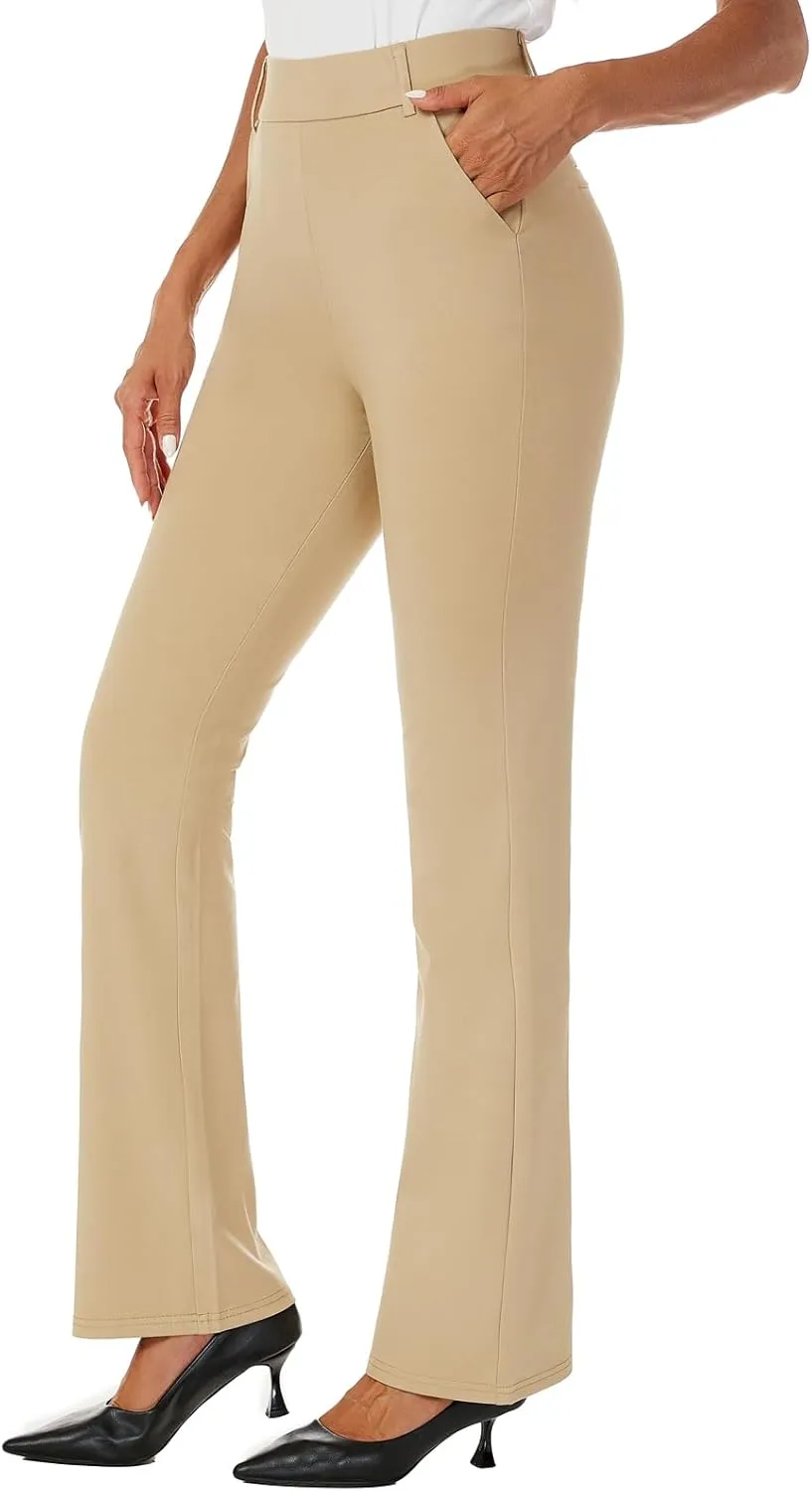 Women's Pull On Barely Bootcut Stretch Dress Pants