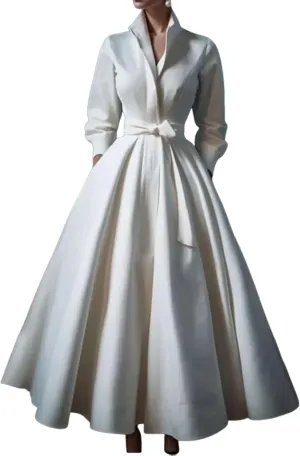 Women's Summer Denim Maxi Dress with Belt Spring Collared Long Sleeve Button Down Shirt Dress Classic A-Line Long Dress