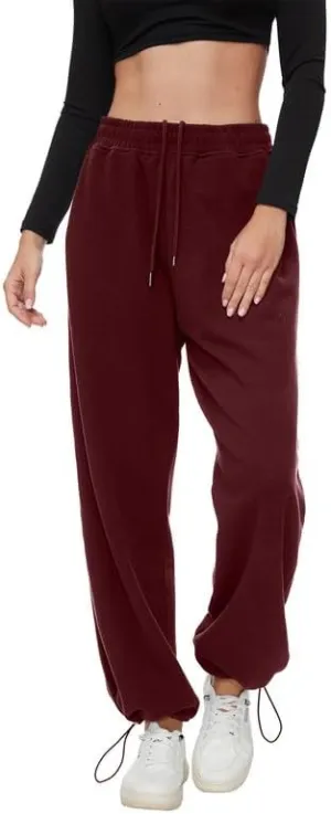 Women's Wide Leg Pants with Pockets Casual Sweatpants Elastic Waist Drawstring Comfy Lounge Flowy Pants