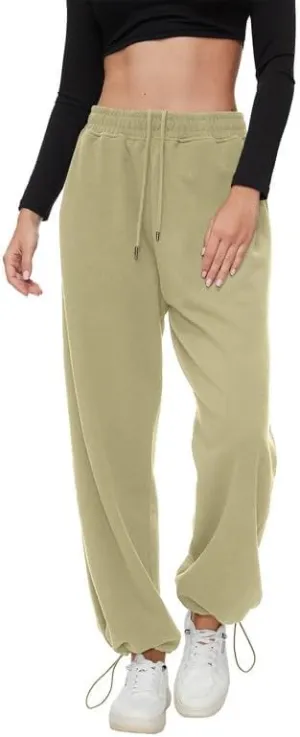Women's Wide Leg Pants with Pockets Casual Sweatpants Elastic Waist Drawstring Comfy Lounge Flowy Pants