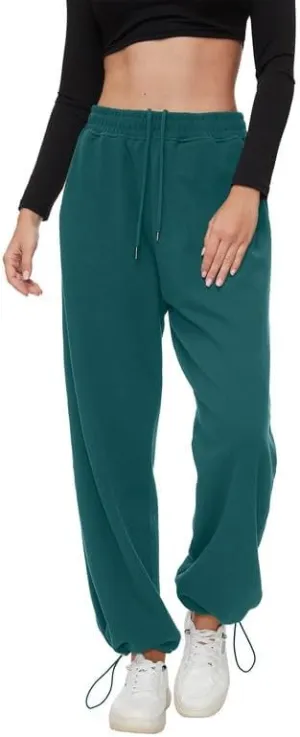 Women's Wide Leg Pants with Pockets Casual Sweatpants Elastic Waist Drawstring Comfy Lounge Flowy Pants