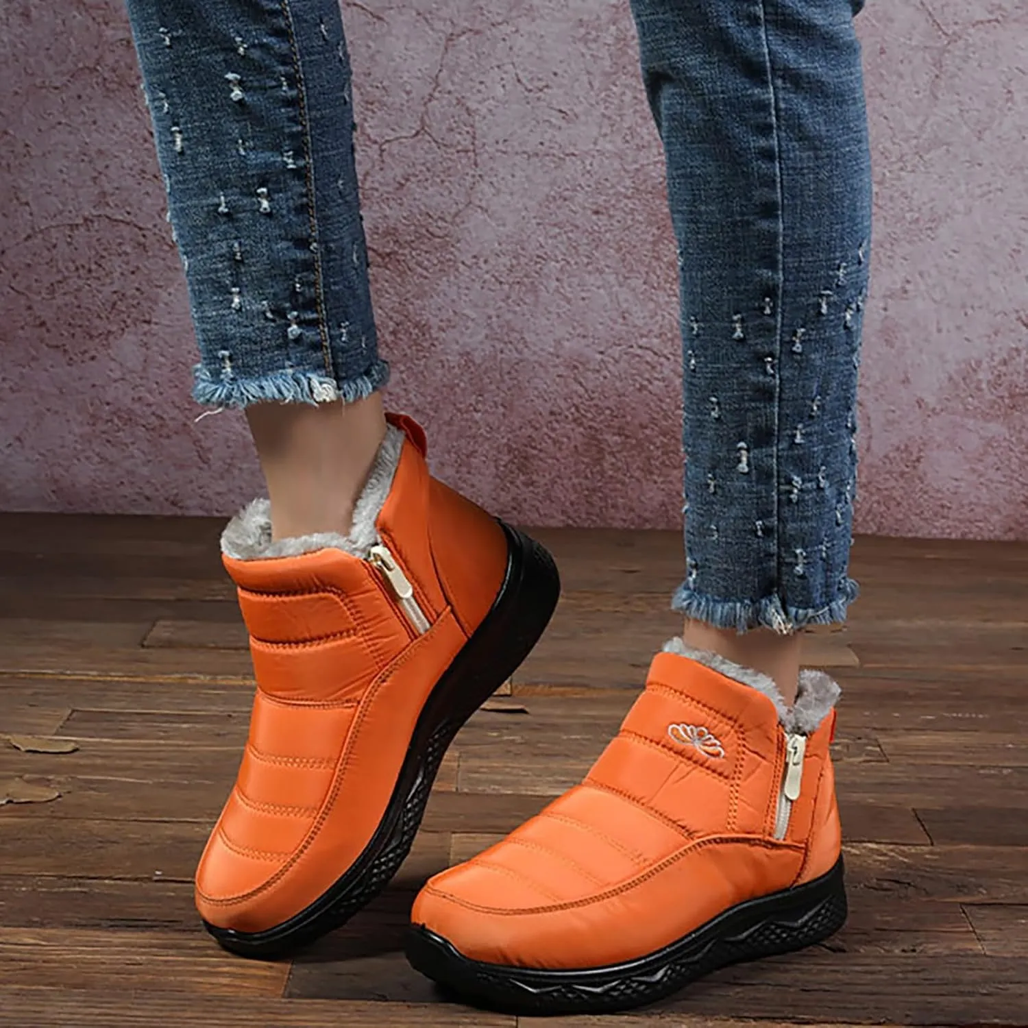 Womens Winter Boots with Zipper Adults Snow Booties Womens Mens Shoes Slip On Barefoot Shoes Grounded Footwear Hiking Mens Running Shoes Mens Winter Booties