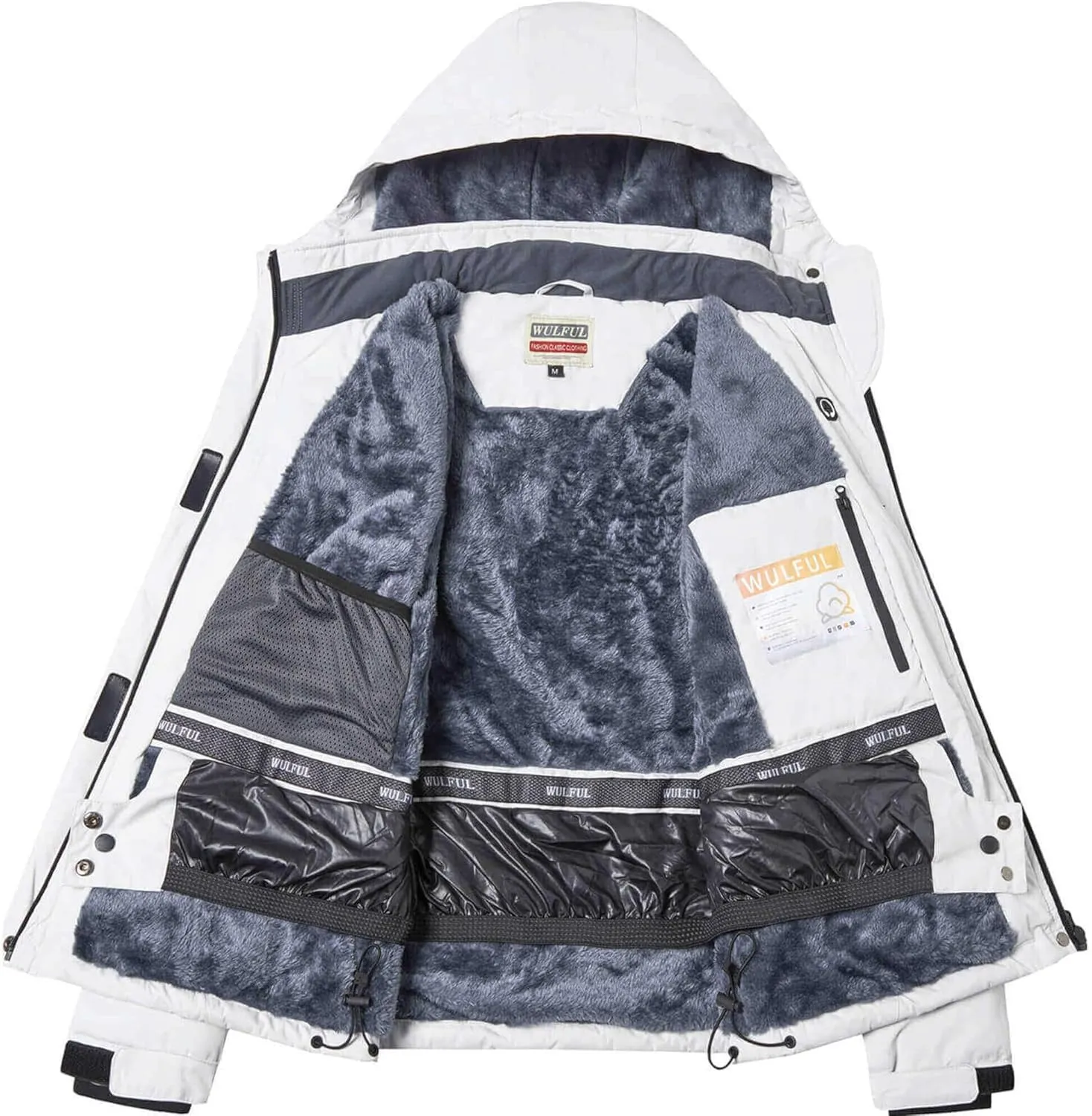 WULFUL Womens Waterproof Snow Ski Jacket Mountain Windproof Winter Coat with Detachable Hood