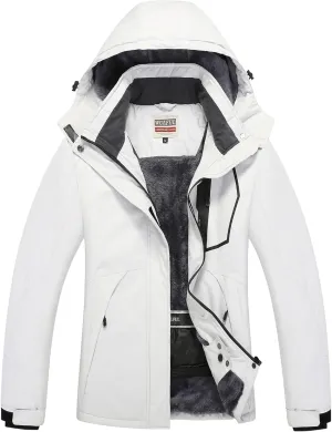 WULFUL Womens Waterproof Snow Ski Jacket Mountain Windproof Winter Coat with Detachable Hood