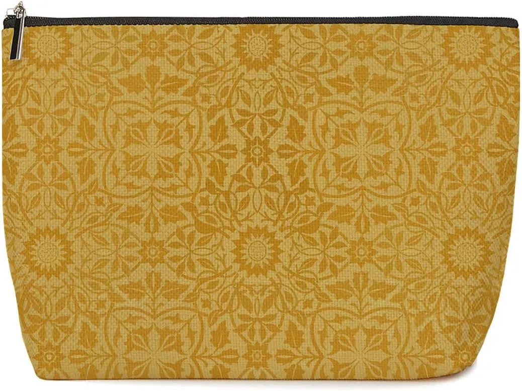 Yellow Classic Flower Botanical Floral Makeup Bag Skincare Bag Travel Toiletry Bag Makeup Pouch Cosmetic Bag Birthday Christmas Thank You Friendship Gifts for Women Aunt Girls Mom Friends Lady Boss